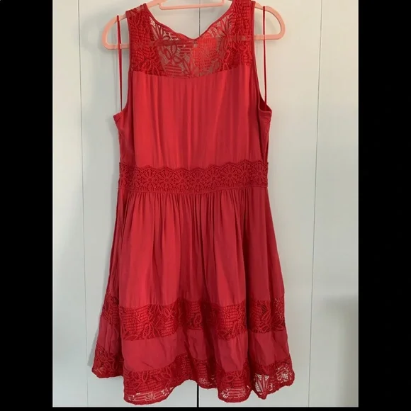 Lauren Conrad Salmon dress with lace flower detail Lauren Conrad Salmon dress with lace flower detail
